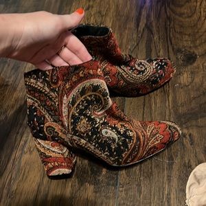 Paisley velvet booties. Similar to free people style, worn once.